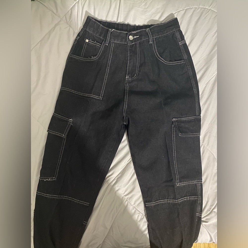 Black cargos w/ white stitching